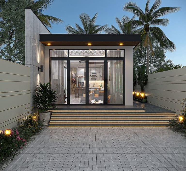 Top 5 mẫu cửa kính cường lực nhà ở cấp 4 mới nhất 1 cửa kính nhà cấp 4 lùa trượt