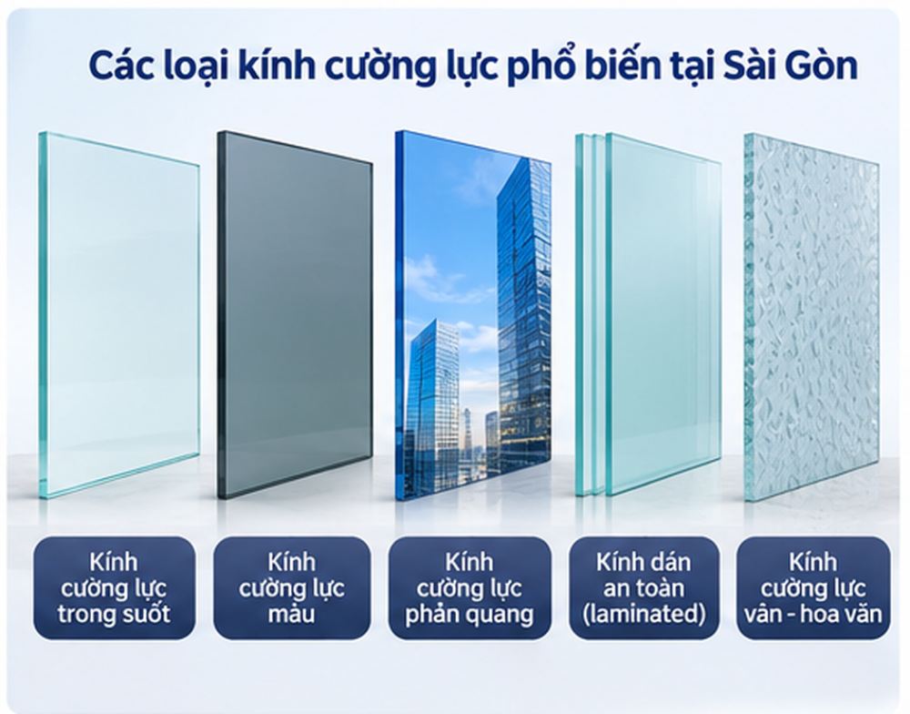 Kính Cường Lực Sài Gòn – Báo Giá Mới Nhất 2 Các loại kính cường lực phổ biến tại Sài Gòn