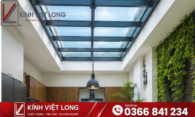 Mái Kính Cường Lực: Giải Pháp Lấy Sáng An Toàn Cho Mọi Công Trình 24 Mẫu Mái Kính Cường Lực Kết Hợp Giếng Trời