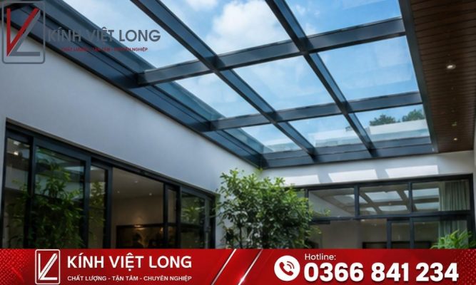 Mái Kính Cường Lực: Giải Pháp Lấy Sáng An Toàn Cho Mọi Công Trình 23 Mẫu Mái Kính Cường Lực Kết Hợp Giếng Trời